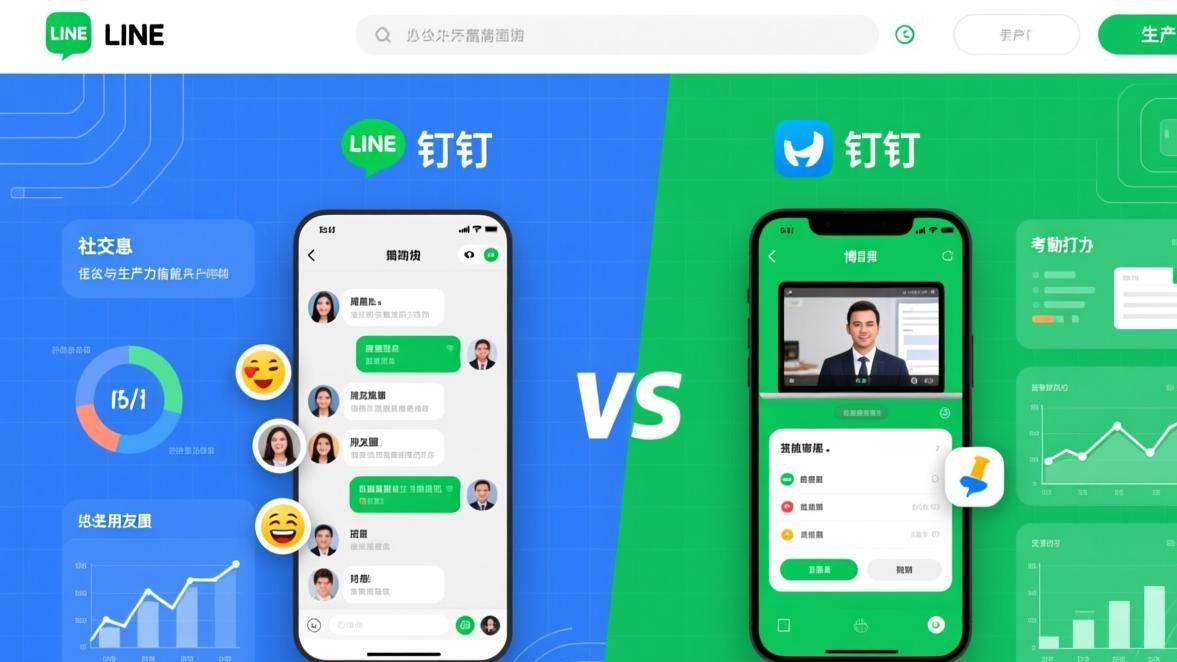 LINE vs 钉钉 - 功能对比图